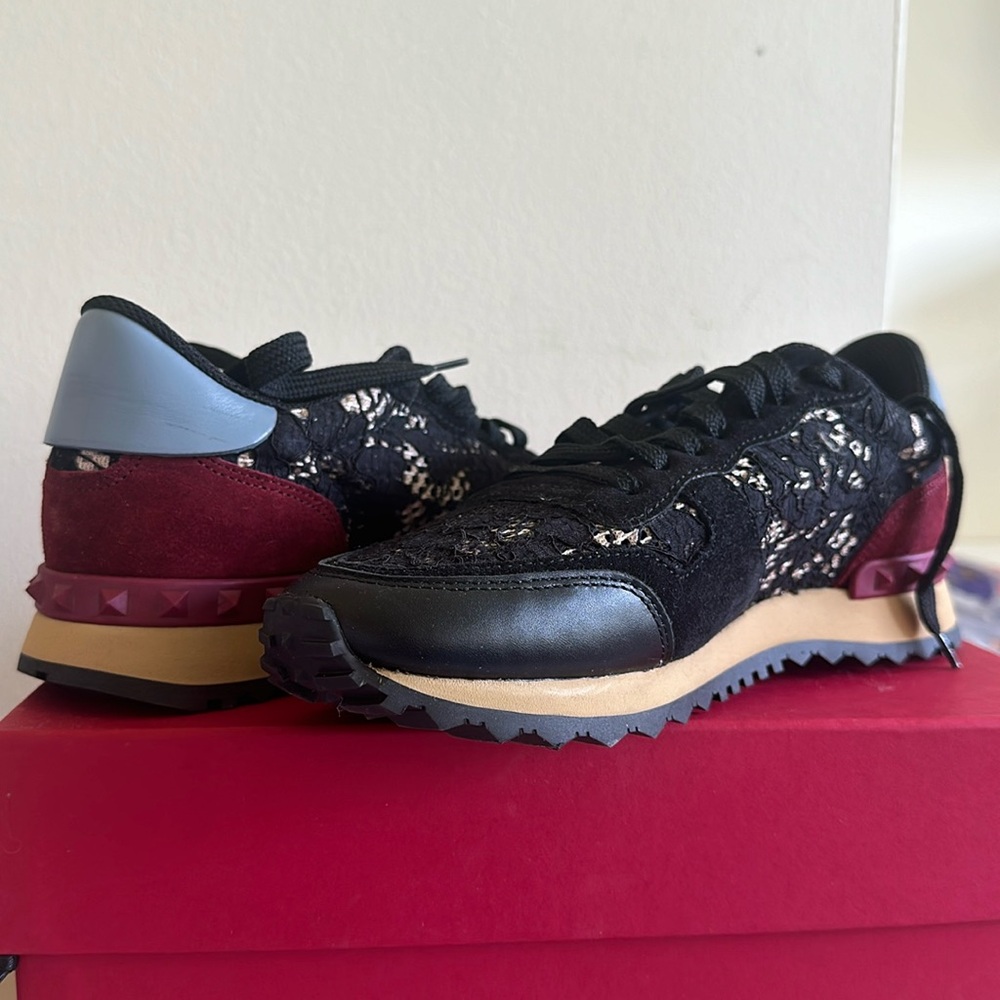 Valentino black lace sneakers size 38